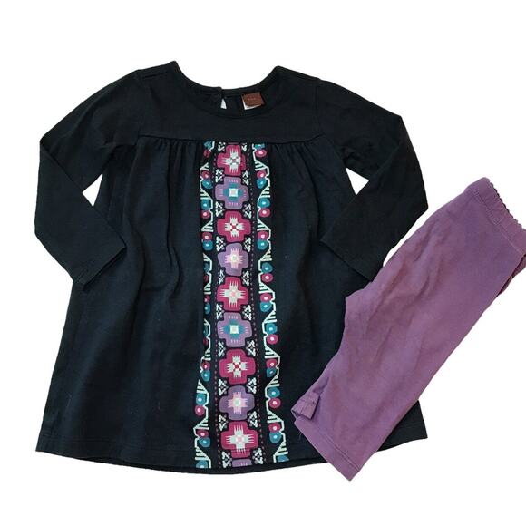 Tea Collection 100% Cotton Dress & Leggings Outfit 18-24M - Picture 1 of 6